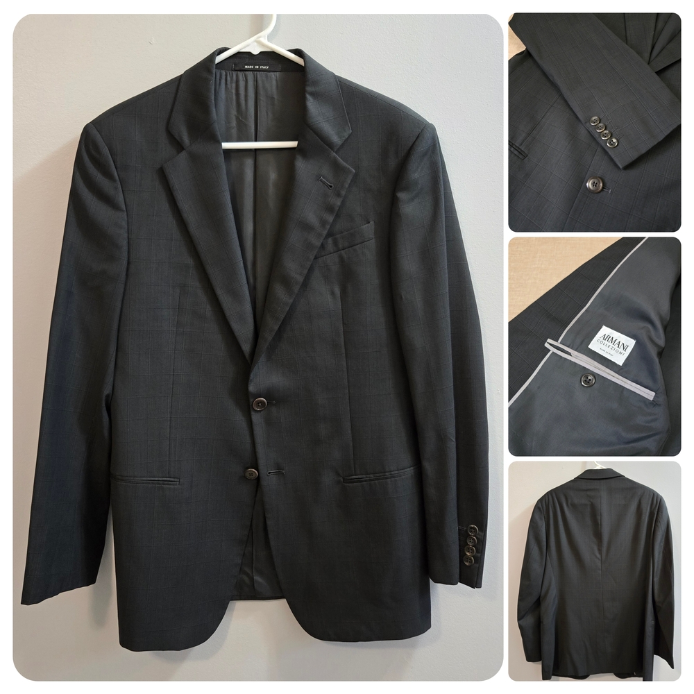 Giorgio ARMANI COLLEZIONI Men's Gray Checked Blazer 40 R